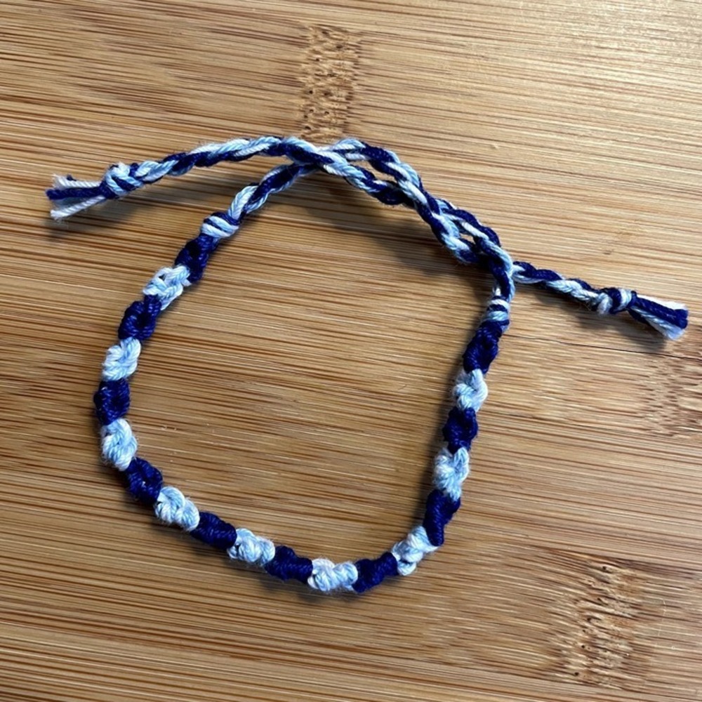 Handmade Moira Woven Bracelet OS Blue White Women Cotton Thread Anklet